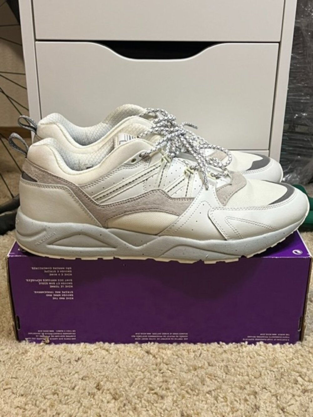 Karhu Fusion 2.0 Men Bright White Foggy Dew Shoes Sneakers Size 14 Gently Worn